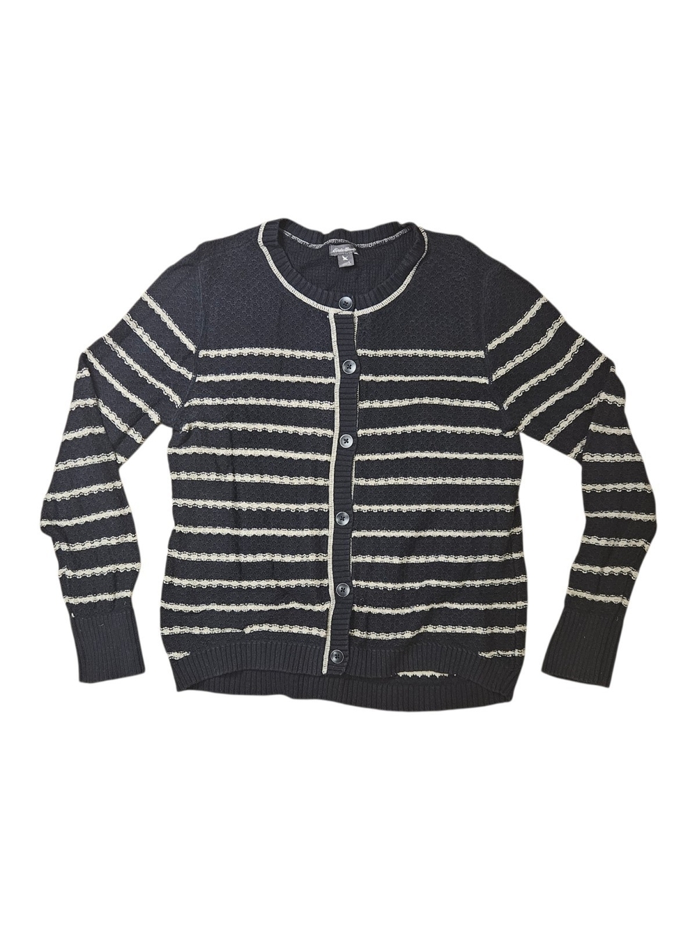 Striped Navy Blue & White Button-Front Women’s Cardigan